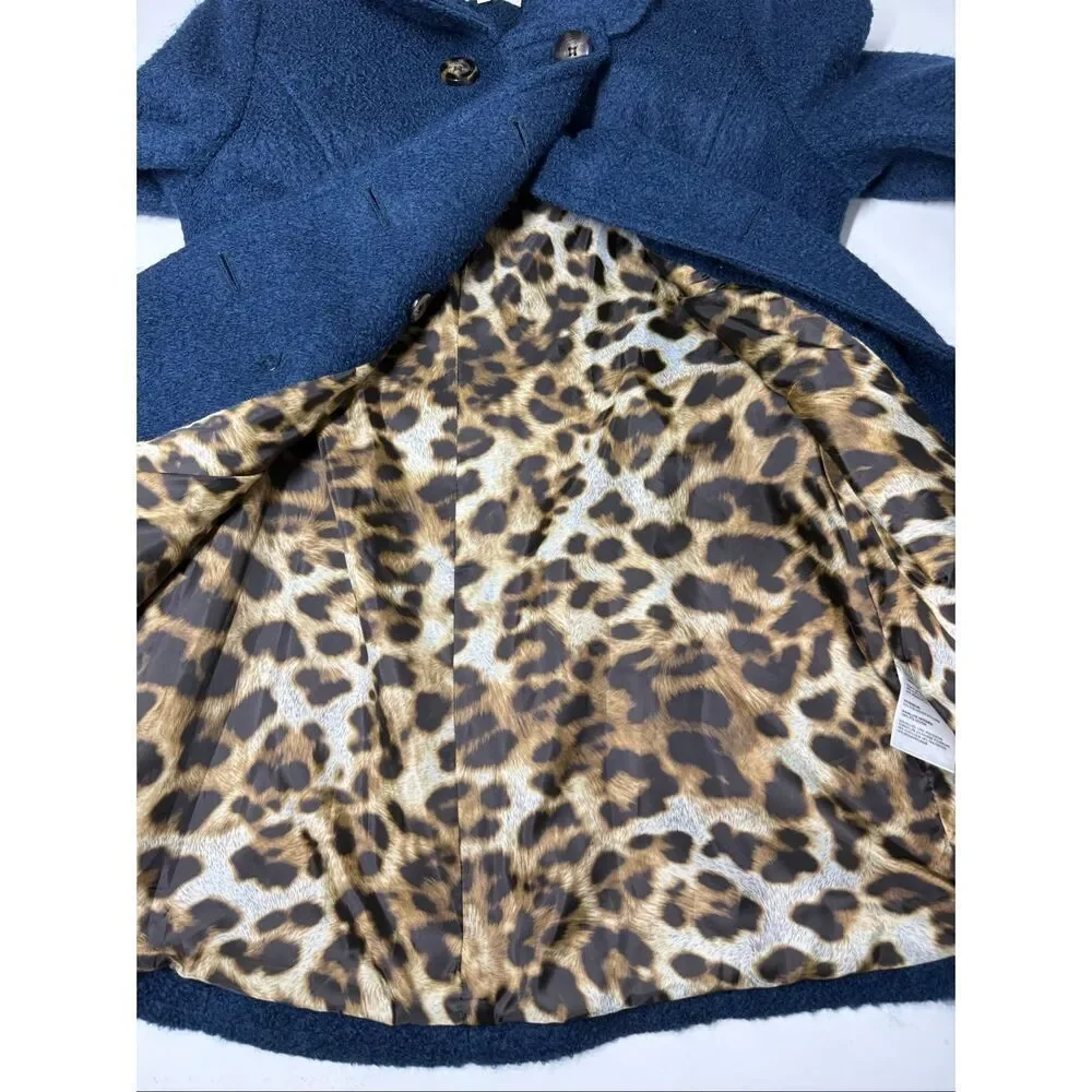 NWT Laundry by Shelli Segal Wool Blend Blue Sz 6 Belted Double Breasted Jacket